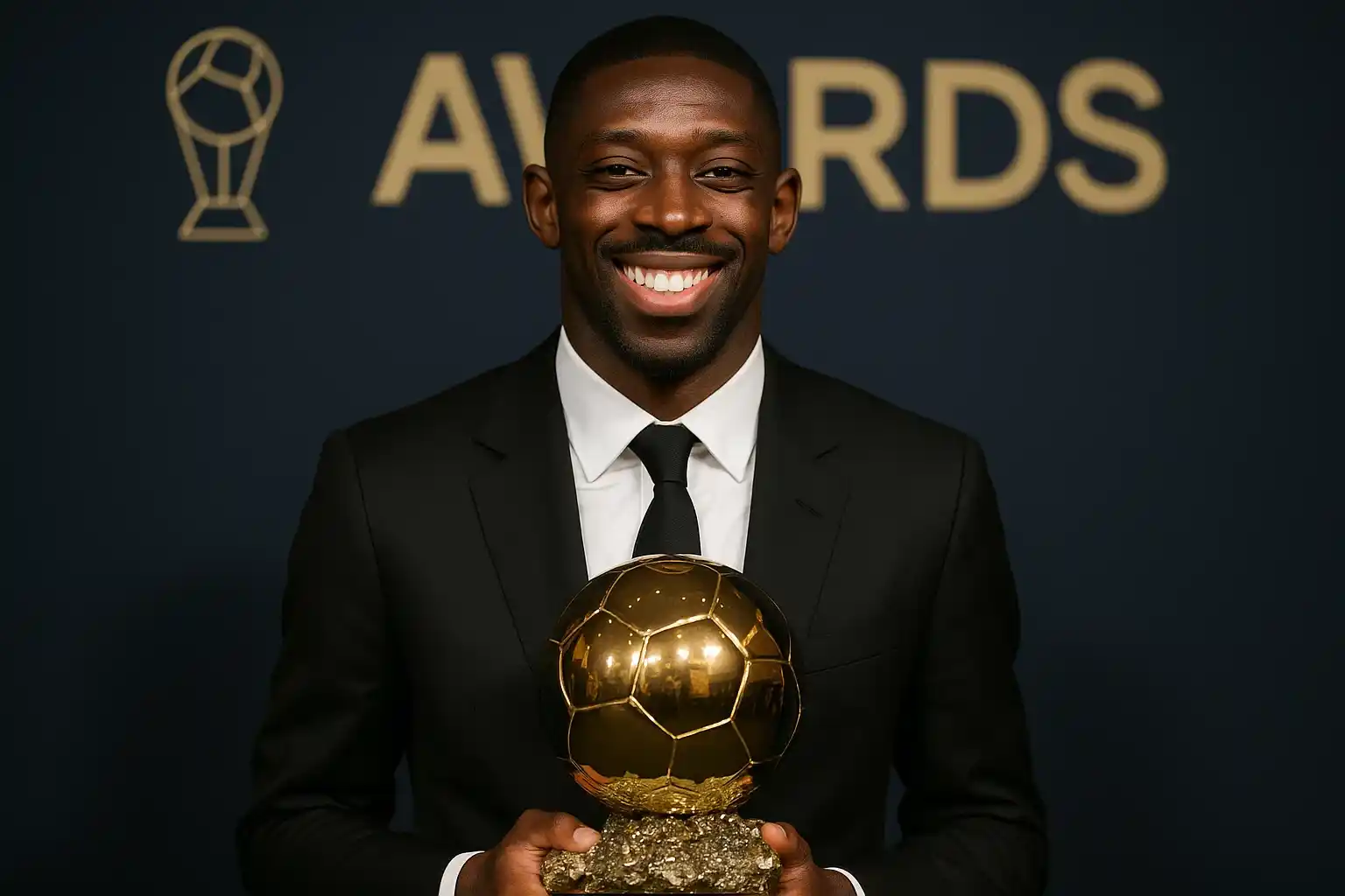 Nụ cười tự tin của Ousmane Dembele trong lễ trao giải